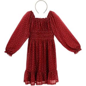 imageSpeechless Girls Long Sleeve Glitter Jersey Party Dress and HeadbandRed