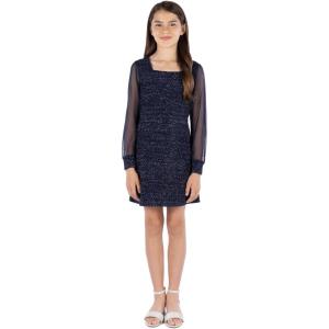 imageSpeechless Girls Long Sleeve Glitter Knit Aline Party DressNavy