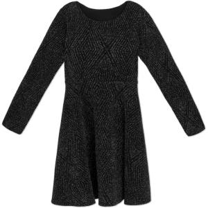 imageSpeechless Girls Long Sleeve Lurex Knit Skater Party DressBlack