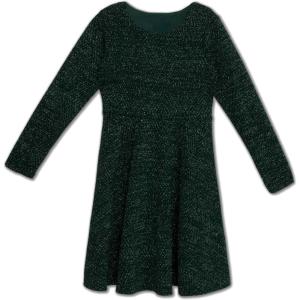 imageSpeechless Girls Long Sleeve Lurex Knit Skater Party DressHunter Green