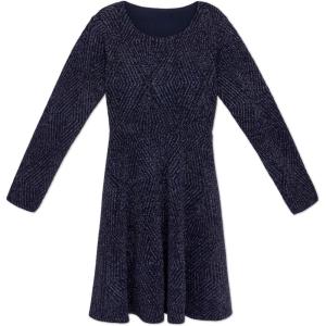 imageSpeechless Girls Long Sleeve Lurex Knit Skater Party DressNavy