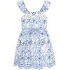 image:imageSpeechless Girls Ruffled Sleeve VNeck Embroidered DressIvoryBlue