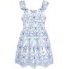 image:imageSpeechless Girls Ruffled Sleeve VNeck Embroidered DressIvoryBlue