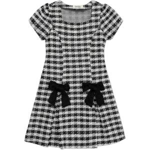 image:imageSpeechless Girls Boucl Short Sleeve Fit an Flare Party DressBlackIvory