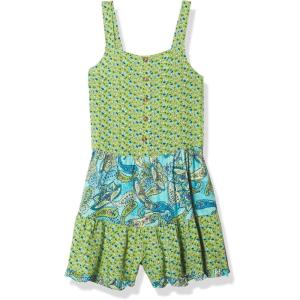 image:imageSpeechless girls Button Front Sleeveless RomperLimeTurquoise