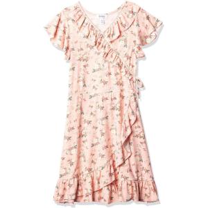image:imageSpeechless Girls Short Sleeve Faux Wrap Knit Ruffled DressPeach