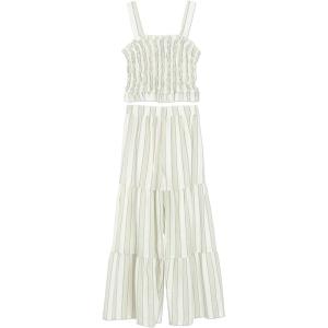 image:imageSpeechless girls 2piece Striped Smocked Tank and Wide Leg Tiered Pants SetSageIvory