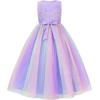 image:imageUhnice Flower Girl Dress Floral Lace Ball Gown Bridesmaid Formal Dresses for Wedding PartyRainbow Purple