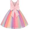 image:imageUhnice Flower Girl Sequin Dress Sleeveless Tulle VBack Gown Rainbow Prom for Wedding PartyPink