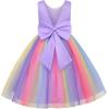 image:imageUhnice Flower Girl Sequin Dress Sleeveless Tulle VBack Gown Rainbow Prom for Wedding PartyPurple