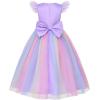 image:imageUhnice Flower Girl Tulle Dress Butterfly Embroidered Feather Sleeve Gown for Wedding PartyRainbow Purple