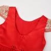 image:imageUhnice Girls Embroidered Mesh Flower Dress Tulle Formal Gown with Removable Bow for Wedding PartyRed