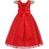 image:imageUhnice Girls Embroidered Mesh Flower Dress Tulle Formal Gown with Removable Bow for Wedding PartyRed
