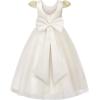image:imageUhnice Girls Embroidered Mesh Flower Dress Tulle Formal Gown with Removable Bow for Wedding PartyWhite