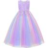 image:imageUhnice Flower Girl Dress Floral Lace Ball Gown Bridesmaid Formal Dresses for Wedding PartyRainbow Purple