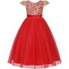 image:imageUhnice Girls Embroidered Mesh Flower Dress Tulle Formal Gown with Removable Bow for Wedding PartyRed