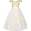 image:imageUhnice Girls Embroidered Mesh Flower Dress Tulle Formal Gown with Removable Bow for Wedding PartyWhite