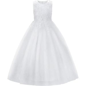 image:imageUhnice Flower Girl Dress Floral Lace Ball Gown Bridesmaid Formal Dresses for Wedding PartyWhite