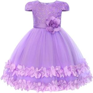 image:imageUhnice Toddler Flower Baby Girls Dress Embroidered Tulle Tutu Formal Wedding Dress Birthday Party PageantPurple