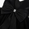 image:imageUhnice Flower Girls Satin Dress Sleeveless VBack Formal Ball Gown for Wedding PartyBlack