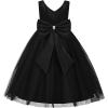 image:imageUhnice Flower Girls Satin Dress Sleeveless VBack Formal Ball Gown for Wedding PartyBlack