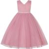 image:imageUhnice Flower Girls Satin Dress Sleeveless VBack Formal Ball Gown for Wedding PartyPink