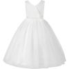 image:imageUhnice Flower Girls Satin Dress Sleeveless VBack Formal Ball Gown for Wedding PartyWhite