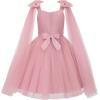 image:imageUhnice Girls Sleeveless Tulle Dress with Fixed Shoulder Bows for Flower Girl Wedding PartyPink