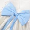 image:imageUhnice Sleeveless Flower Girl Dress with Removable Bow and Tulle Ruffle Detail Elegant Princess Outfit for Wedding PartyWhite With Blue Accent