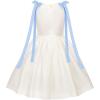 image:imageUhnice Sleeveless Off White Princess Dress with Fixed Bow Straps for Toddler Girls Wedding Party OutfitOff White With Blue Bow