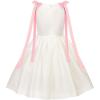 image:imageUhnice Sleeveless Off White Princess Dress with Fixed Bow Straps for Toddler Girls Wedding Party OutfitOff White With Pink Bow
