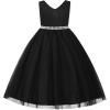 image:imageUhnice Flower Girls Satin Dress Sleeveless VBack Formal Ball Gown for Wedding PartyBlack