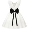 image:imageUhnice Sleeveless Flower Girl Dress with Removable Bow and Tulle Ruffle Detail Elegant Princess Outfit for Wedding PartyWhite With Black Accent