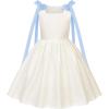 image:imageUhnice Sleeveless Off White Princess Dress with Fixed Bow Straps for Toddler Girls Wedding Party OutfitOff White With Blue Bow