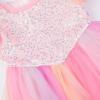 image:imageUhnice Flower Girl Sequin Dress Tulle Ball Gown Formal Dresses for Wedding PartyRainbow Pink
