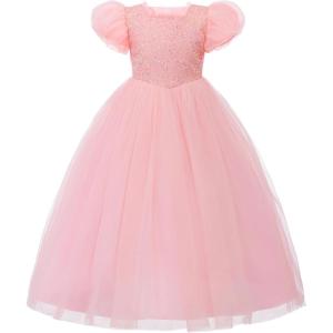 image:imageUhnice Flower Girl Sequin Dress Tulle Ball Gown Formal Dresses for Wedding PartyBlush Pink