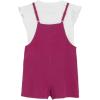 image:imageSpeechless Girls 2Piece Mineral Wash Romper and Flutter Sleeve Tee SetFuschiaWhite