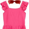 image:imageSpeechless Girls Flutter Sleeve Chiffon Walkthrough Romper With SunglassesFuchsia