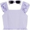 image:imageSpeechless Girls Flutter Sleeve Chiffon Walkthrough Romper With SunglassesLilac