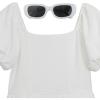 image:imageSpeechless Girls Puff Sleeve Skirted RomperWhite