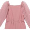 image:imageSpeechless Girls Sheer Sleeve Scuba Crepe Pearl Embellished Jumpsuit With Hair BowMauve