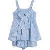 image:imageSpeechless Girls Sleeveless Embroidered Stripe Skirted Romper With Back BowBlueIvory
