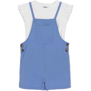 image:imageSpeechless Girls 2Piece Mineral Wash Romper and Flutter Sleeve Tee SetPeriwinkleWhite