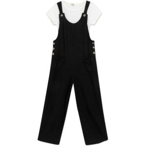 image:imageSpeechless Girls 2piece Short Sleeve Tee and Jumpsuit With PocketsBlack