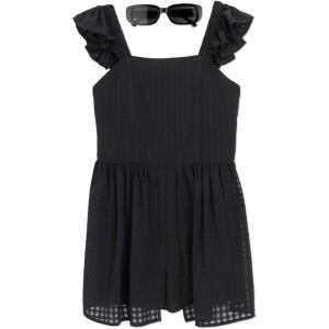 image:imageSpeechless Girls Flutter Sleeve Chiffon Walkthrough Romper With SunglassesBlack