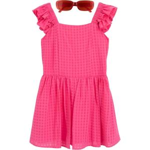 image:imageSpeechless Girls Flutter Sleeve Chiffon Walkthrough Romper With SunglassesFuchsia