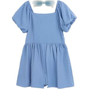 image:imageSpeechless Girls Puff Sleeve Skirted RomperBlue