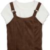 image:imageSpeechless Girls 2piece Faux Suede Jumper Dress with Short Sleeve TShirtBrown