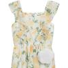 image:imageSpeechless Girls Sleeveless Floral Print Chiffon Ruffle Strap Tiered Maxi Dress with PurseIvoryyellow