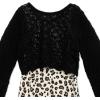 image:imageSpeechless Girls 2piece Crochet Long Sleeve Sweater Top and Midi DressBlackCheetah